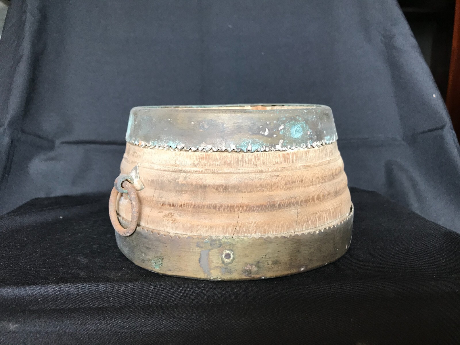Antique primitive grains measuring scoop cup wooden bowl n single piece wood b12