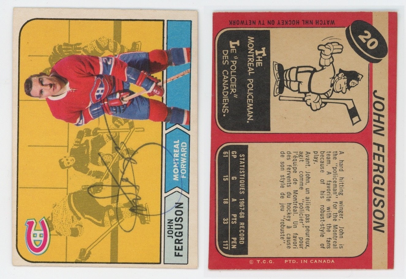 1968-1969 OPC O-PEE-CHEE Montreal Canadiens Hockey Cards Mostly Signed