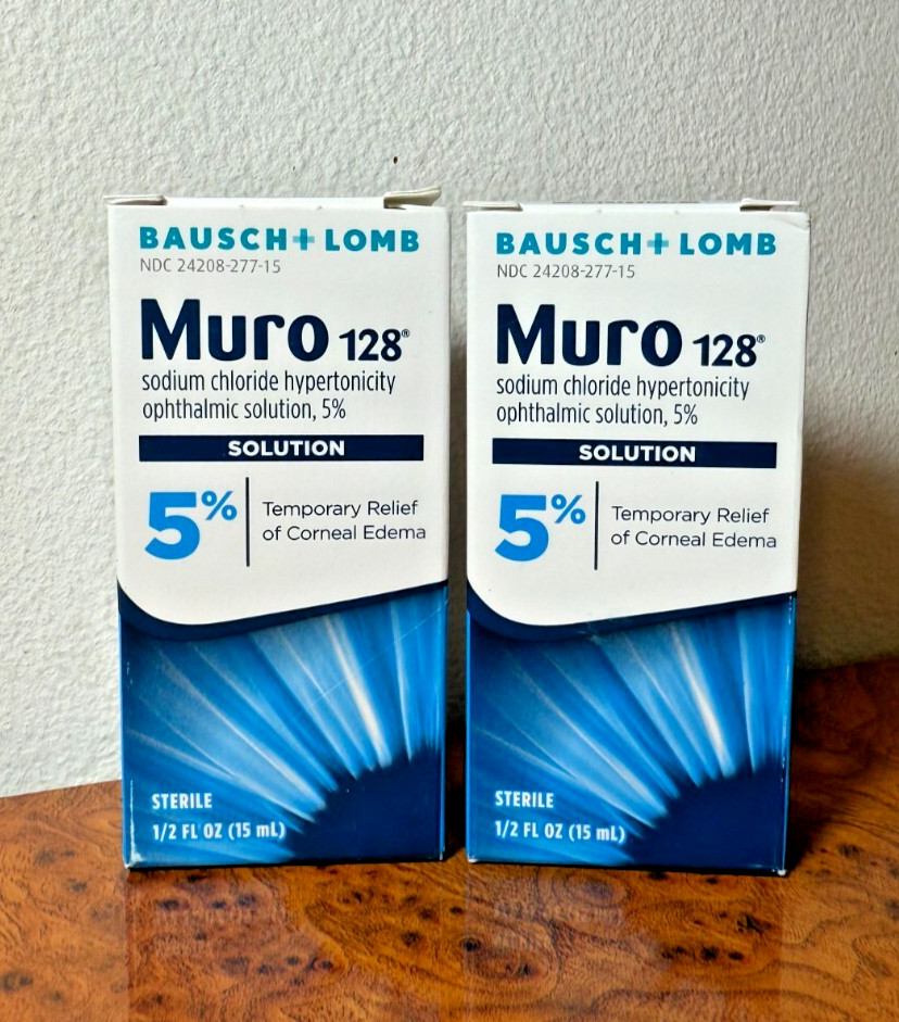 LOT OF 2 - Bausch+Lomb Muro 128 Solution - EXP: 09/2028 +