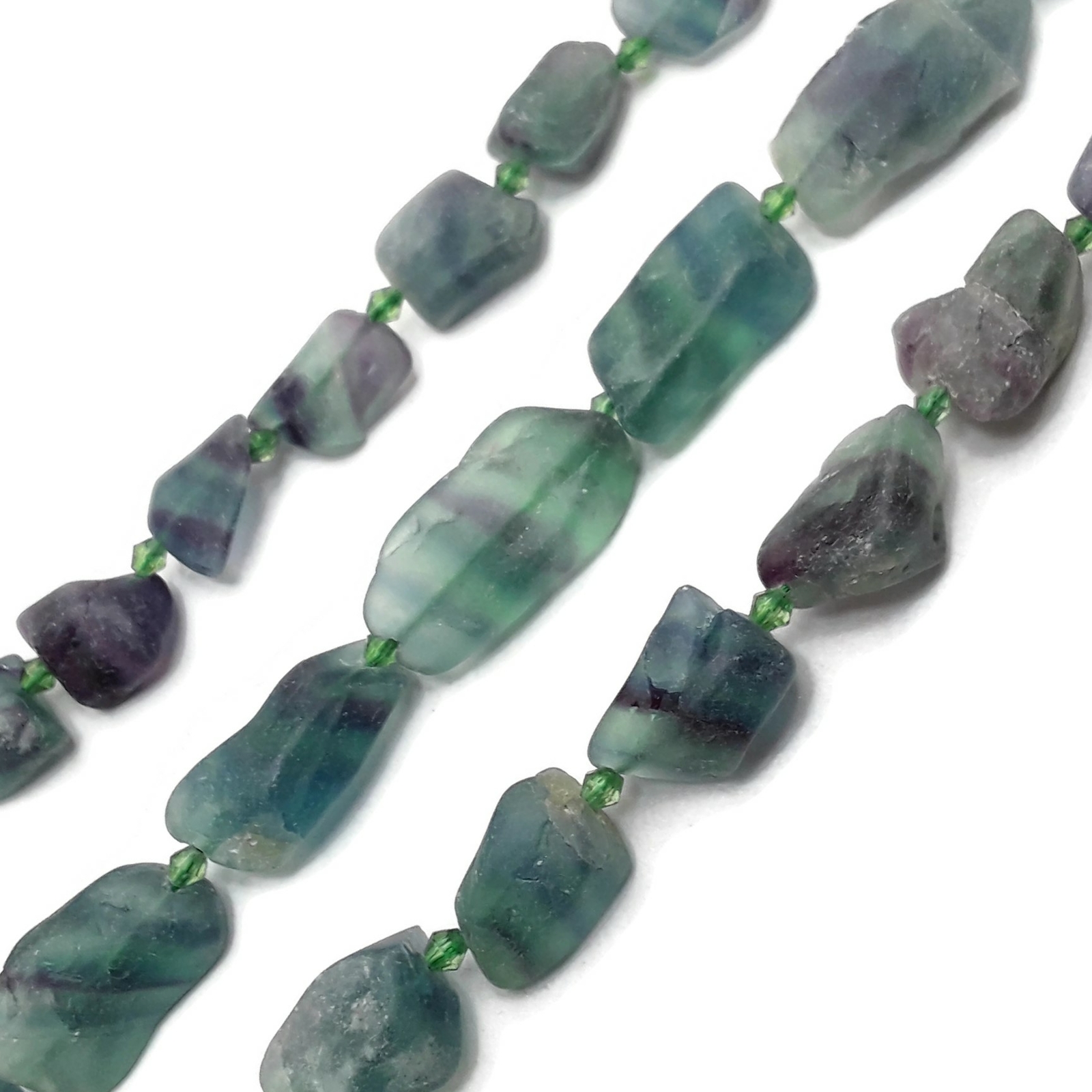 Natural Green Fluorite Rough Nugget Chunks Beads 10-15mm 15-20mm 15.5\'\' Strand