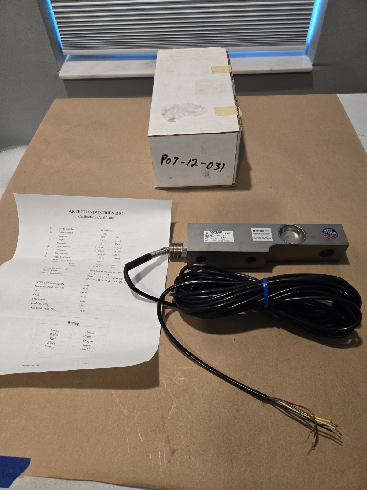 Artech Industries Inc Load Cell Made In USA SS30610-5K