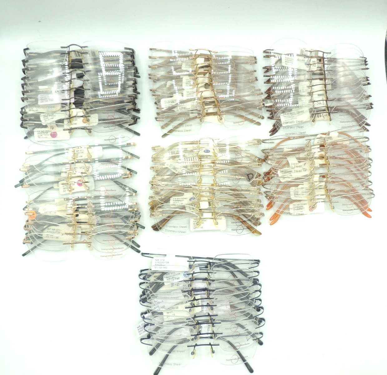 Naturally Rimless New Eyeglass Frames Blowout Lot of 70