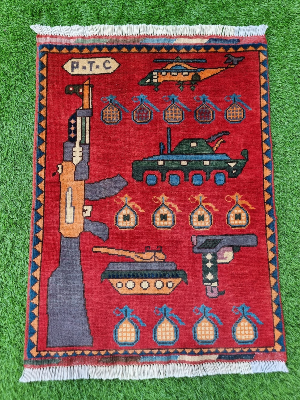  Afghan  Hand Knotted Wool Tribal Area Rug  Accent Carpet Fringe Small Rug