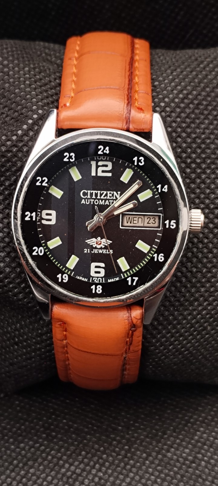 Vintage Citizen Automatic Japan Made Black Dial Day/ Date Men's Wrist Good Watch