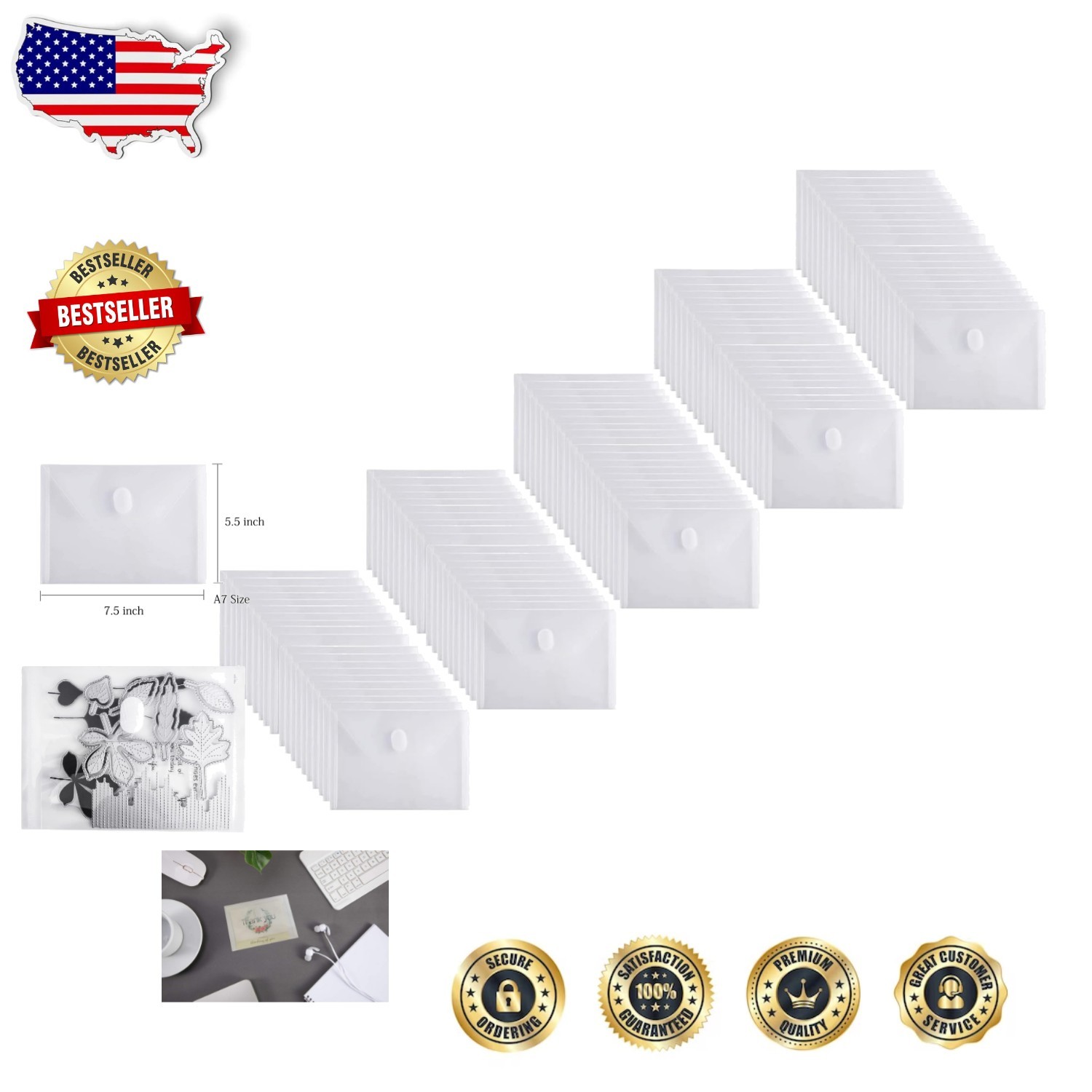Durable 100 A7 Clear Envelopes, 5.5x7.5\
