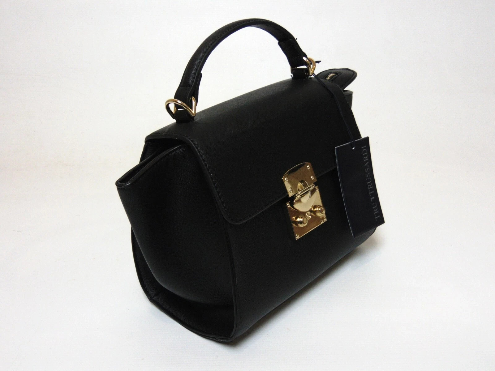 NEW Original Tru Trussardi Women Black Leather Handbag 76BTBLDS02 - NEW Original Tru Trussardi Women Black Leather Handbag 76BTBLDS02 -