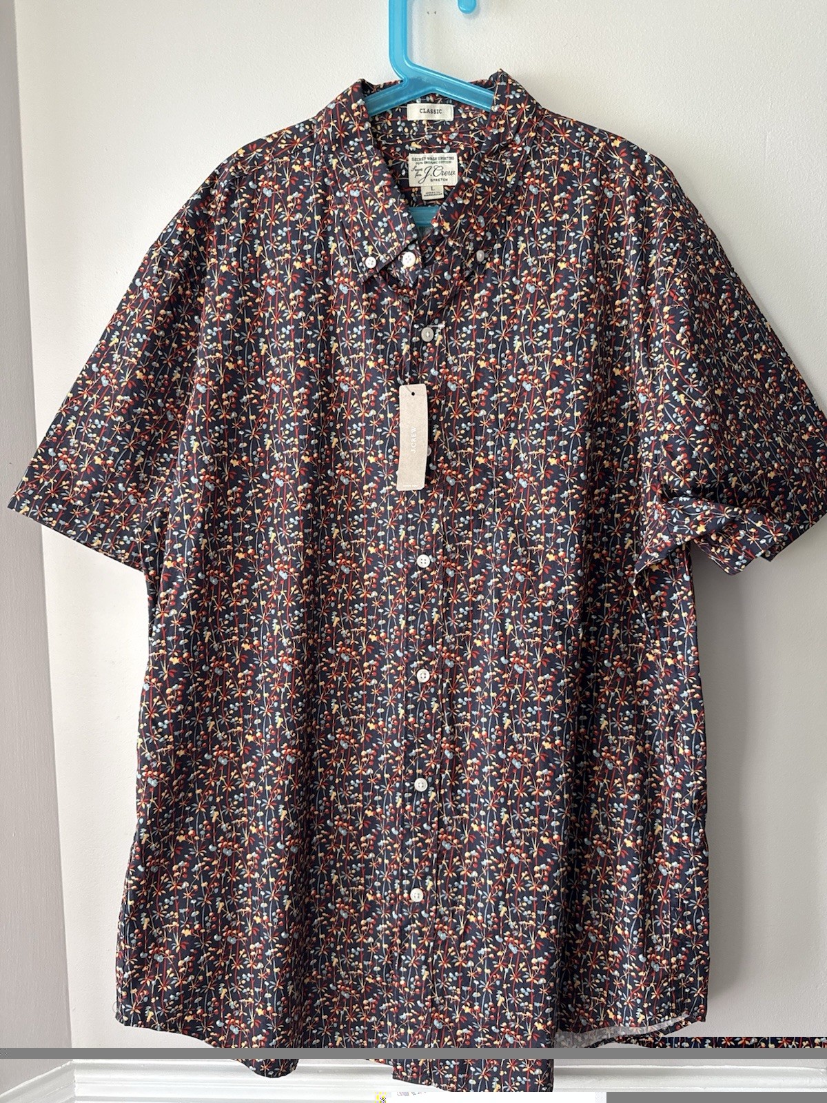 Jcrew Men’s Short Sleeve Button Up Shirt Navy Floral Size Large 