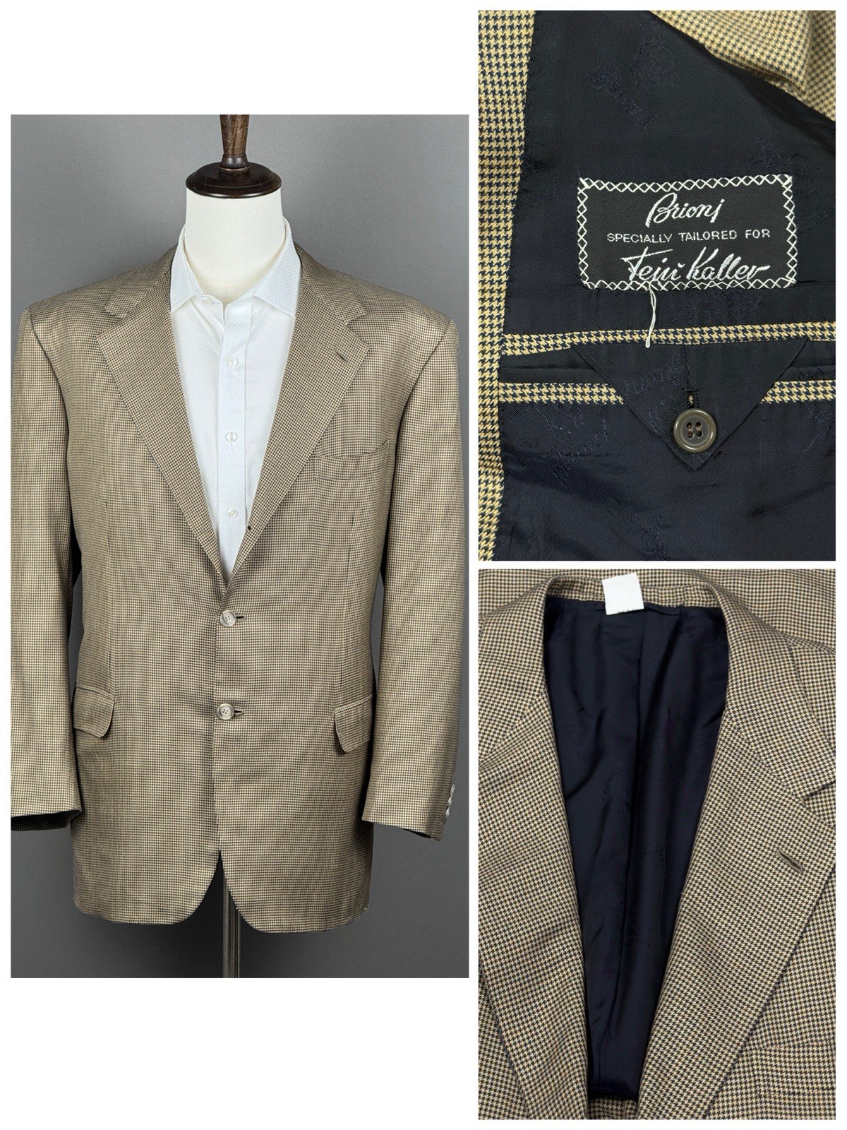 Brioni Specially Tailored for Fein Kaller Mens Silk Wool Gingham Blazer 56 EU
