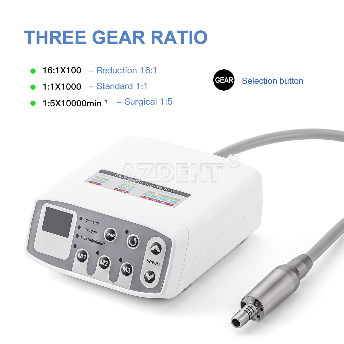 AZDENT Dental LED Electric Micro Motor Brushless/1:1 Straight Surgical Handpiece