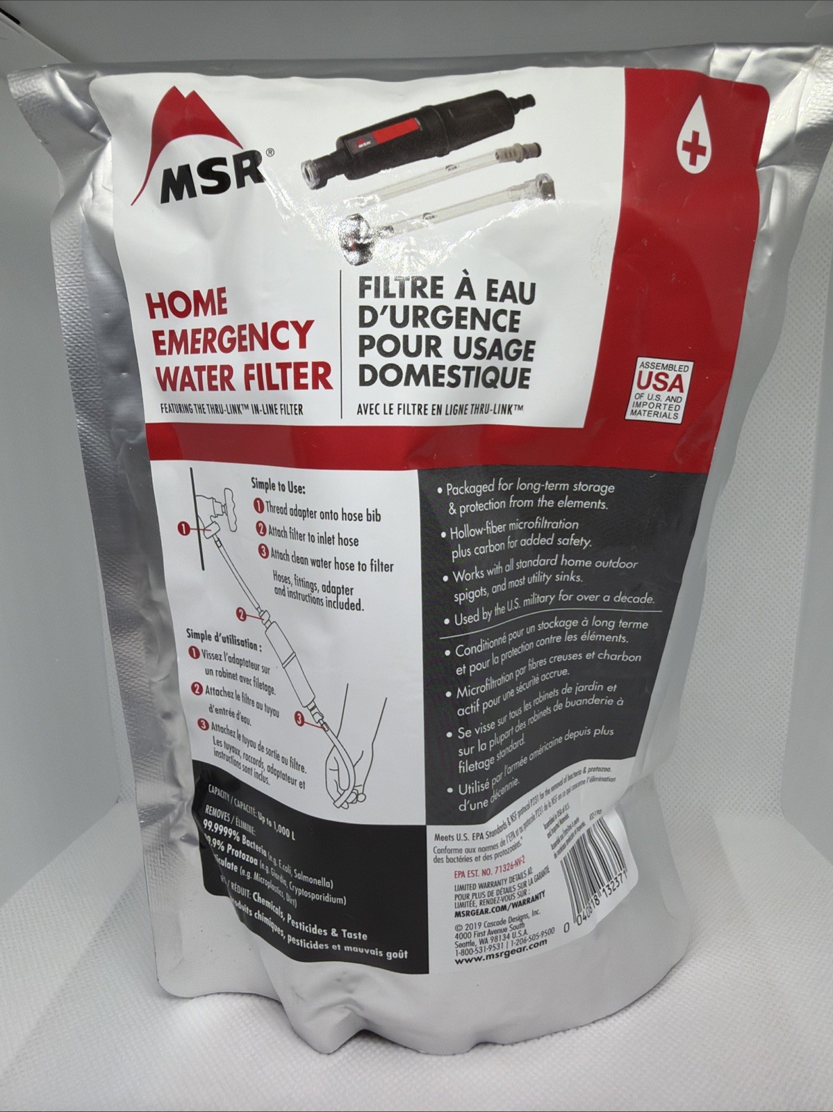 MSR THRU-LINK HOME EMERGENCY HIGH FLOW IN-LINE WATER FILTER KIT BPA/BPS FREE