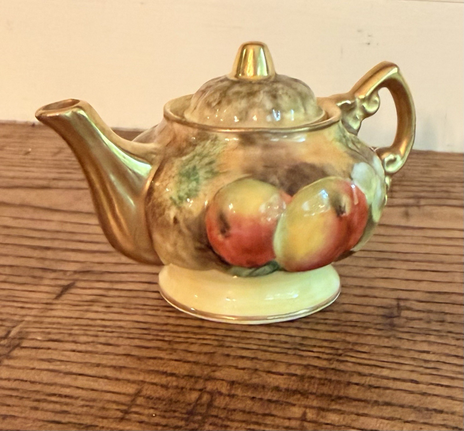 Leighton Maybury-Hand Painted Miniature Teapot-Royal Worcester Trained-Signed