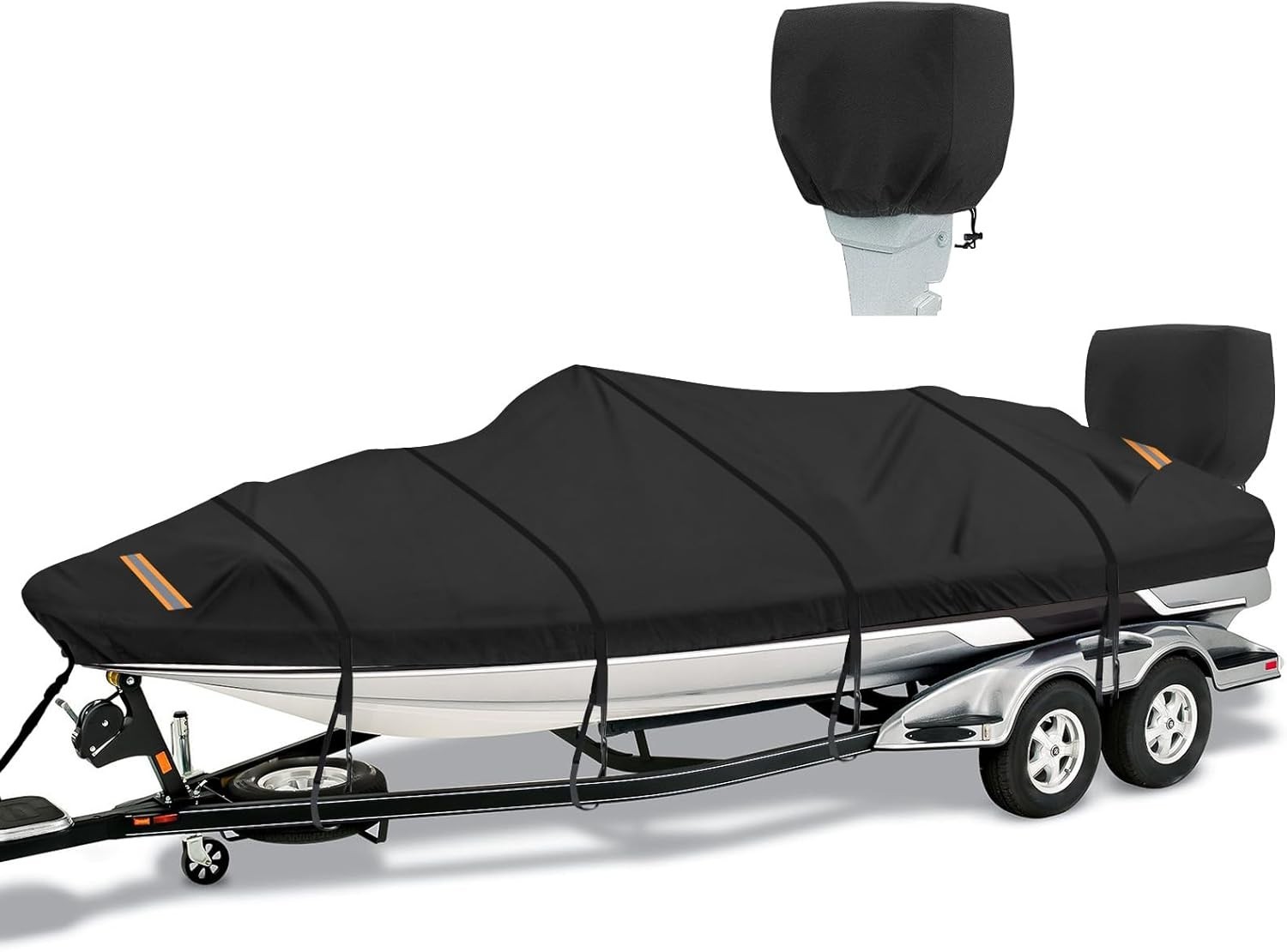 Boat Cover 1200D Waterproof 16–18.5ft V-Hull Bass Boat Motor Cover Trailerable
