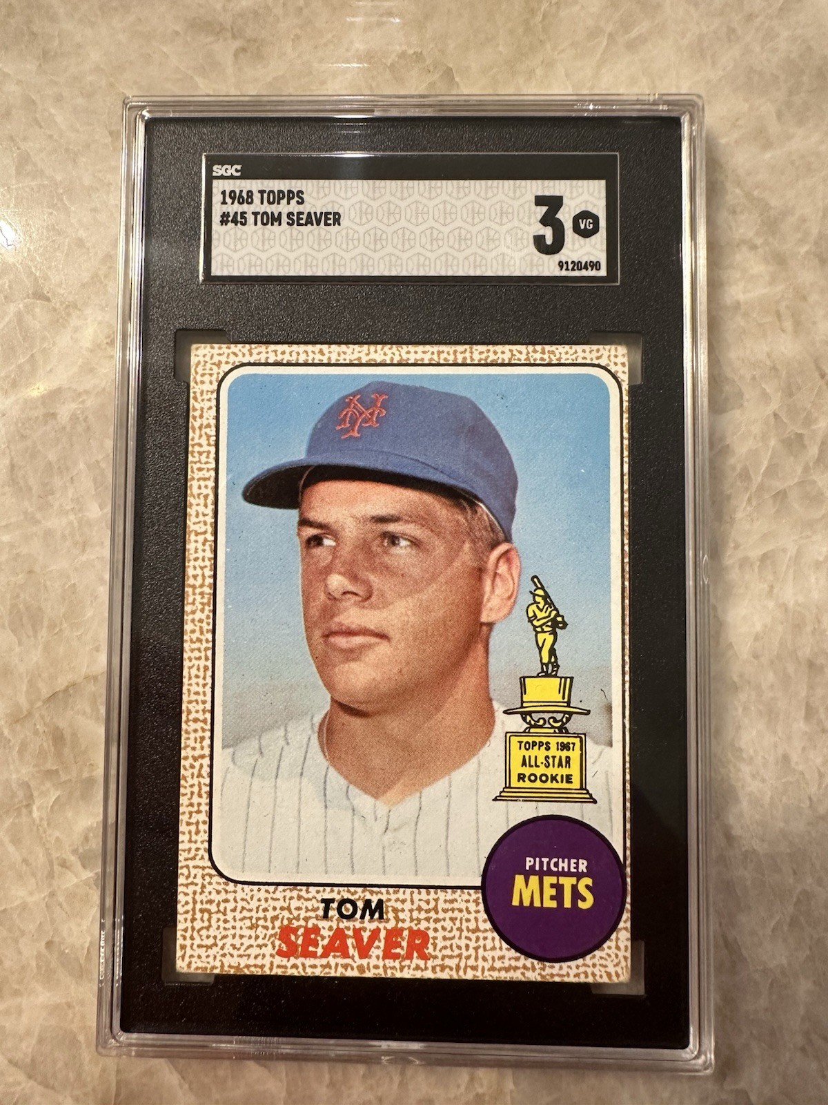1968 Topps - Tom Seaver #45 New York Mets MLB Baseball Card SGC 3 VG