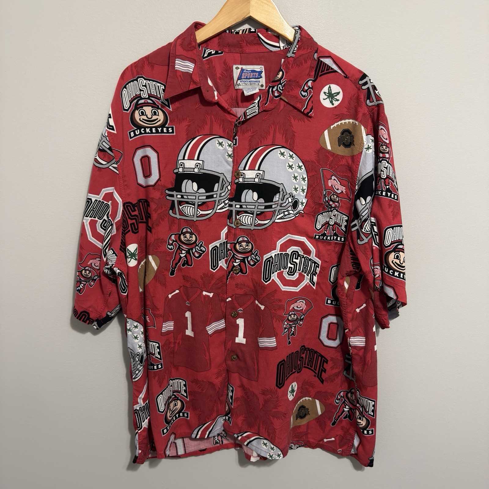Reyn Spooner Ohio State Buckeyes Hawaiian Button Up Shirt Mens Size 2XL Vintage Reyn Spooner Ohio State Buckeyes Hawaiian Button Up Shirt Mens Size 2XL Vintage
