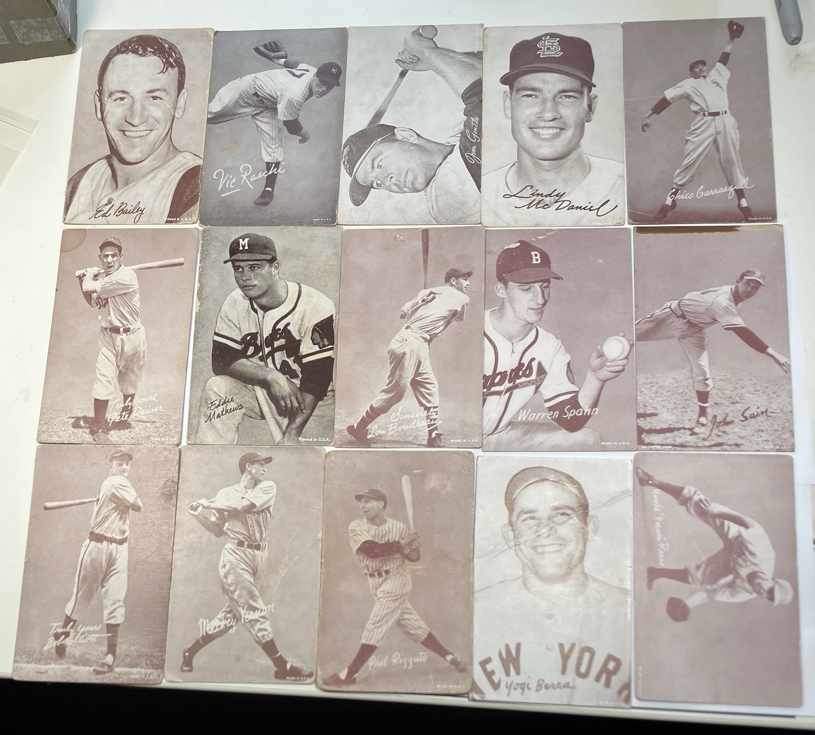 15 1947-1966 EXHIBIT SUPPLY COMPANY BASEBALL CARDS INCLUDES 6 HOFERS