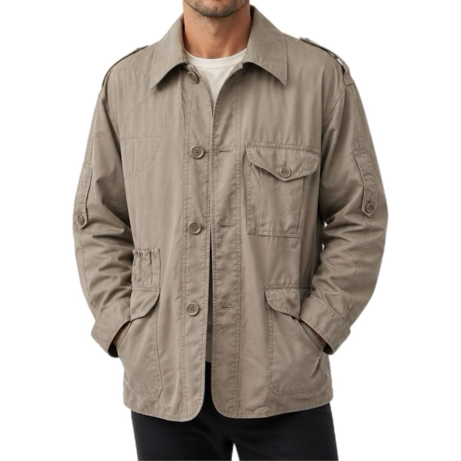 Vintage Outback Red Safari Jacket Mens 90s Lightweight Canvas Field Coat - L