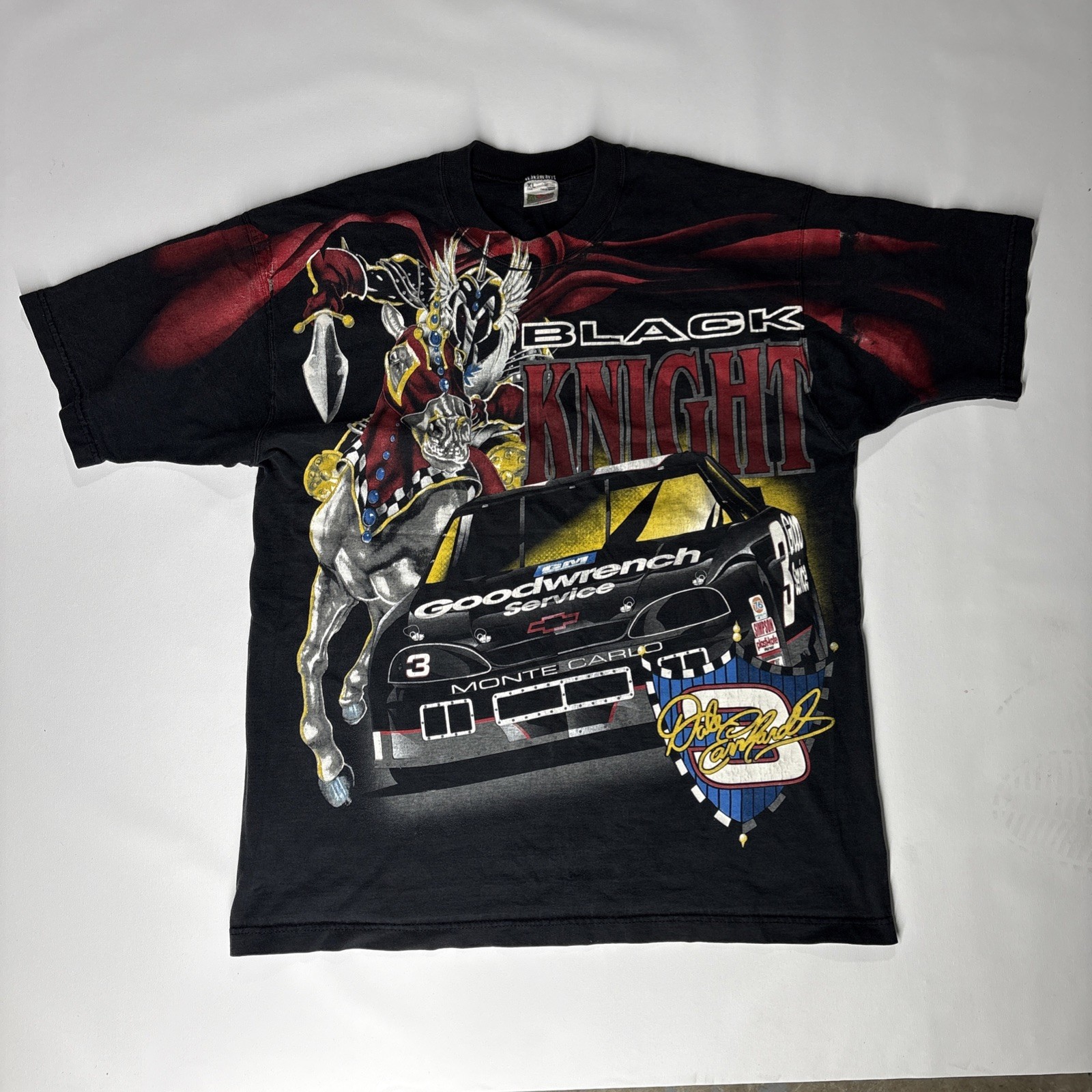 Vintage Rare Dale Earnhardt Black Knight Nascar Racing All Over Print Shirt xl