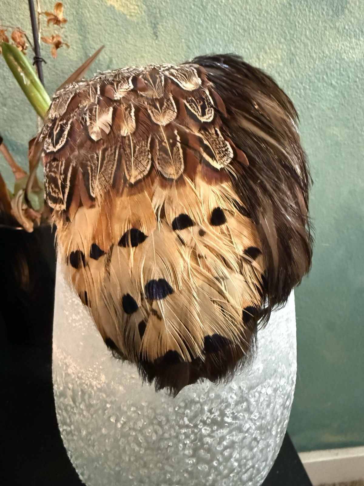 Estate Vintage Pheasant Feather Hat Sculptural Ladies Cocktail  Mid Century