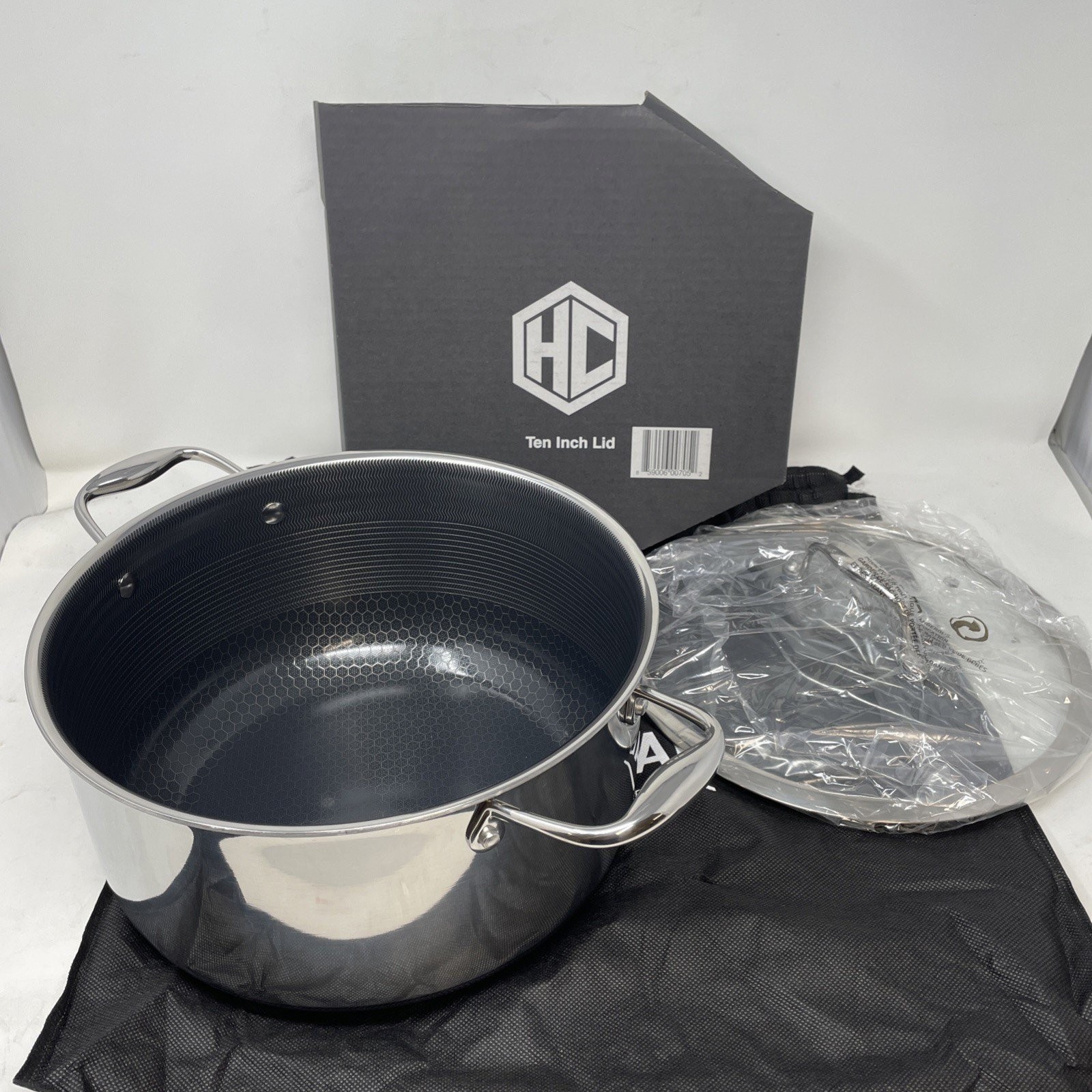 HexClad Hybrid TerraBond Ceramic Nonstick 8 QT 8-Quart Stockpot Pot W/ Lid