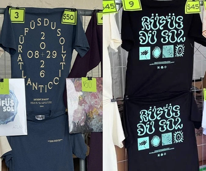 HOT Rufus Du Sol North American Tour 2026 merch reprint 2 slides