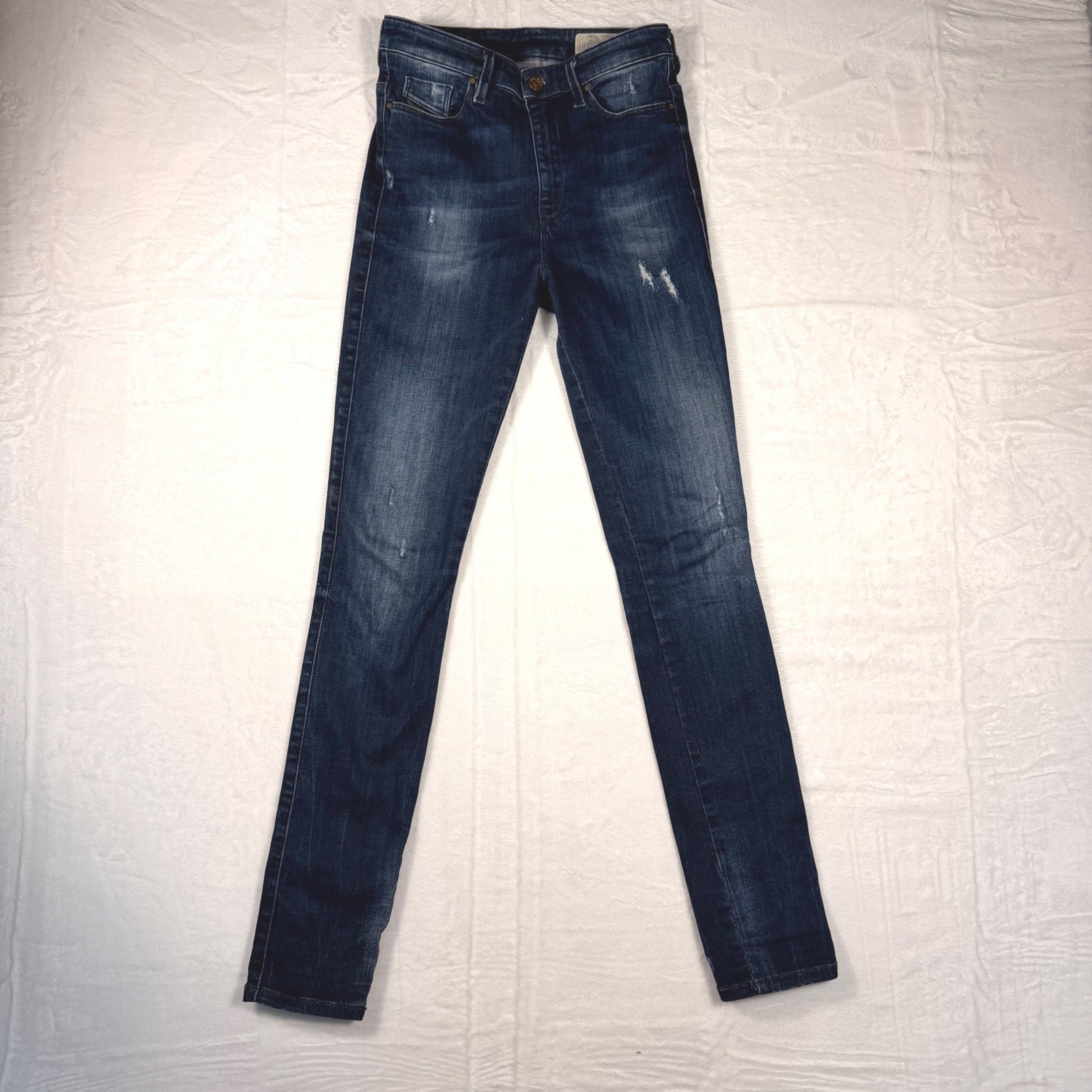 Diesel Skinzee High XP Dark Wash Distressed Skinny Jeans Size 26