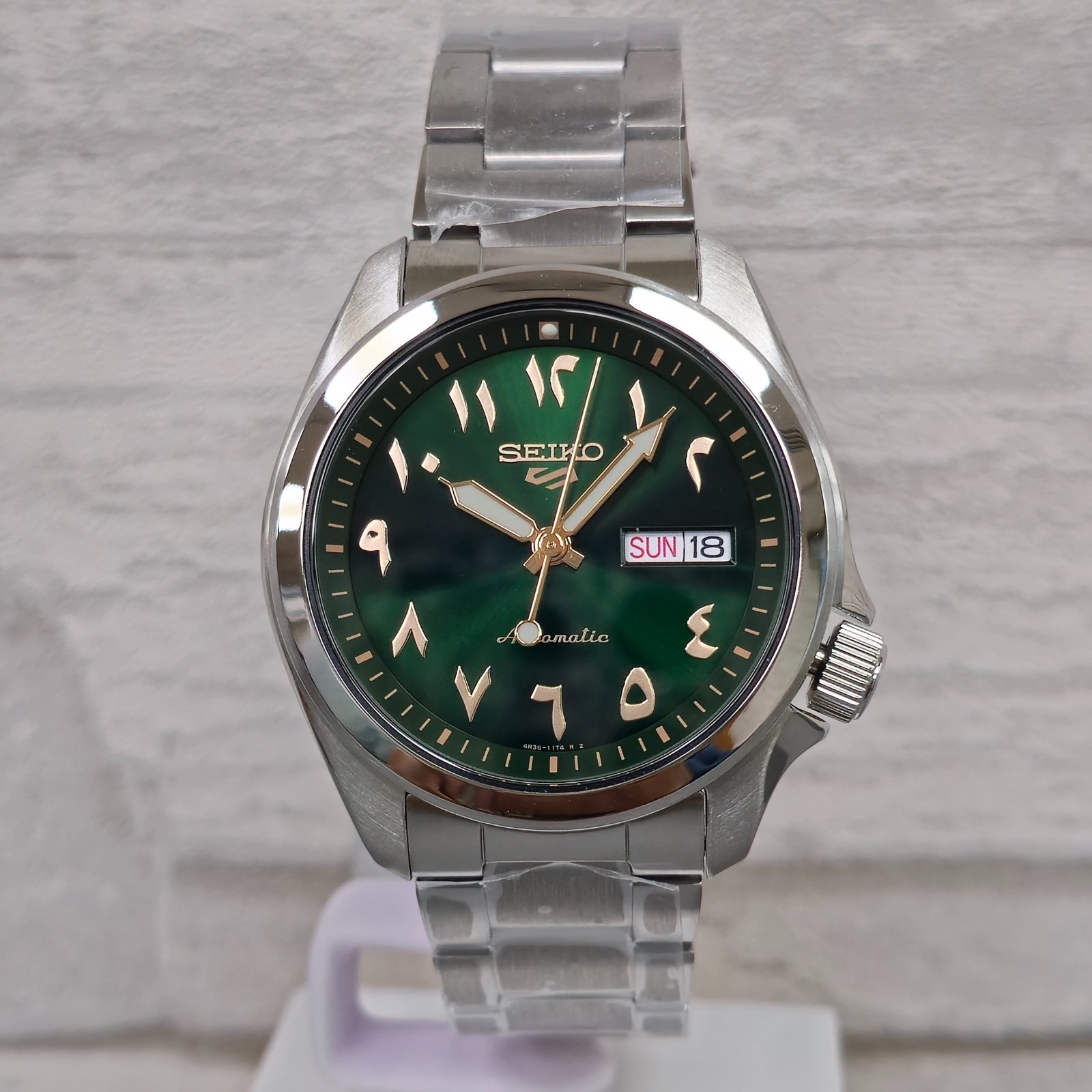 Seiko 5 Rare Automatic Green Arabic Dial SRPH49K1 Stainless Steel Men's Watch