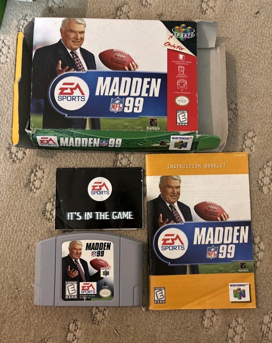 🚨🔥Vintage Madden NFL 99 Nintendo 64 1998) N64 w/Manual Complete In Box