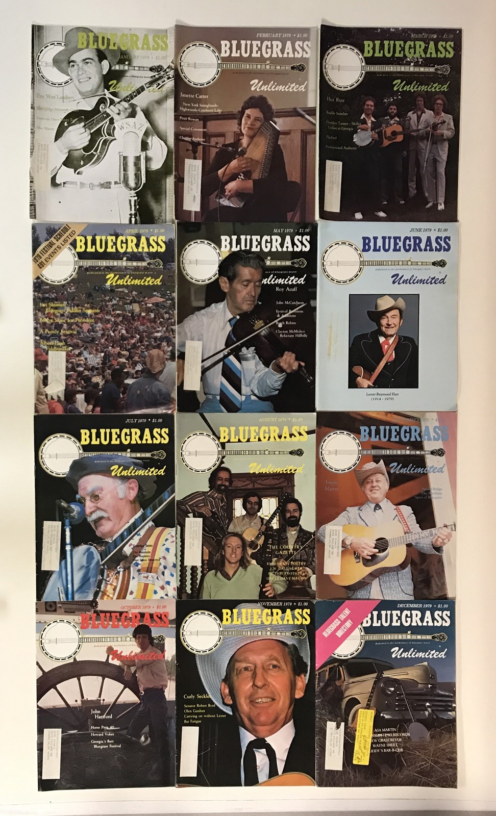 BLUEGRASS UNLIMITED magazine 1979 Complete Year 12 issue lot Lester Flatt