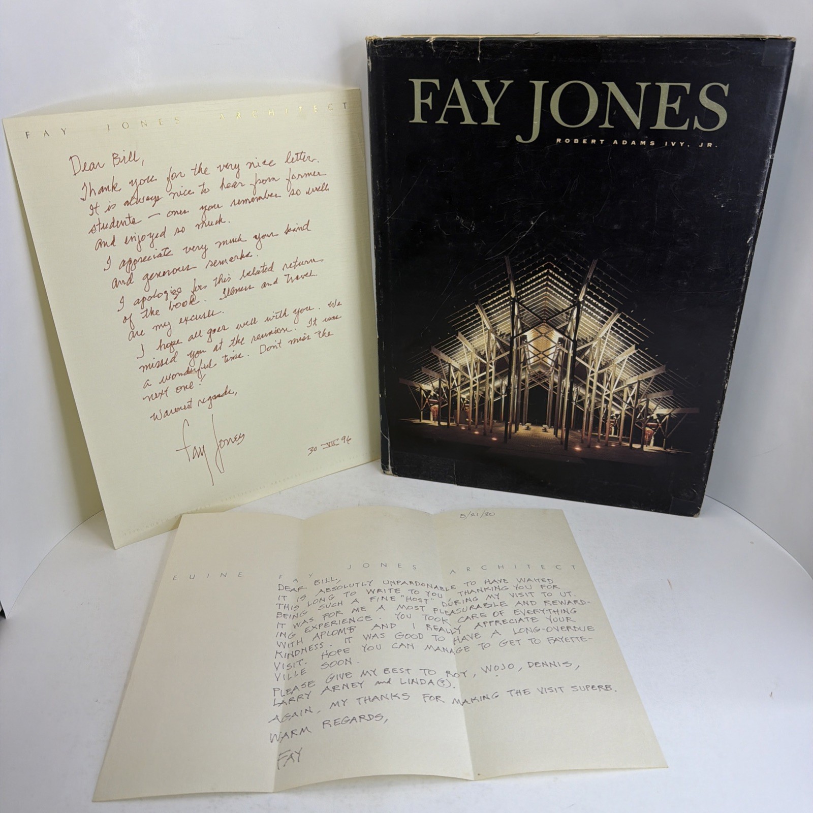 FAY JONES: THE ARCHITECTURE OF E. FAY JONES - Signed + 2 Signed Letters