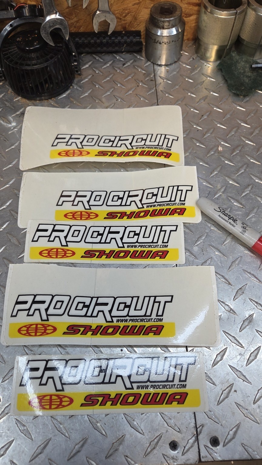 Vintage Pro Circuit Showa Fork Decal Sticker Set 5 Piece Rare Motocross NOS Vintage Pro Circuit Showa Fork Decal Sticker Set 5 Piece Rare Motocross NOS