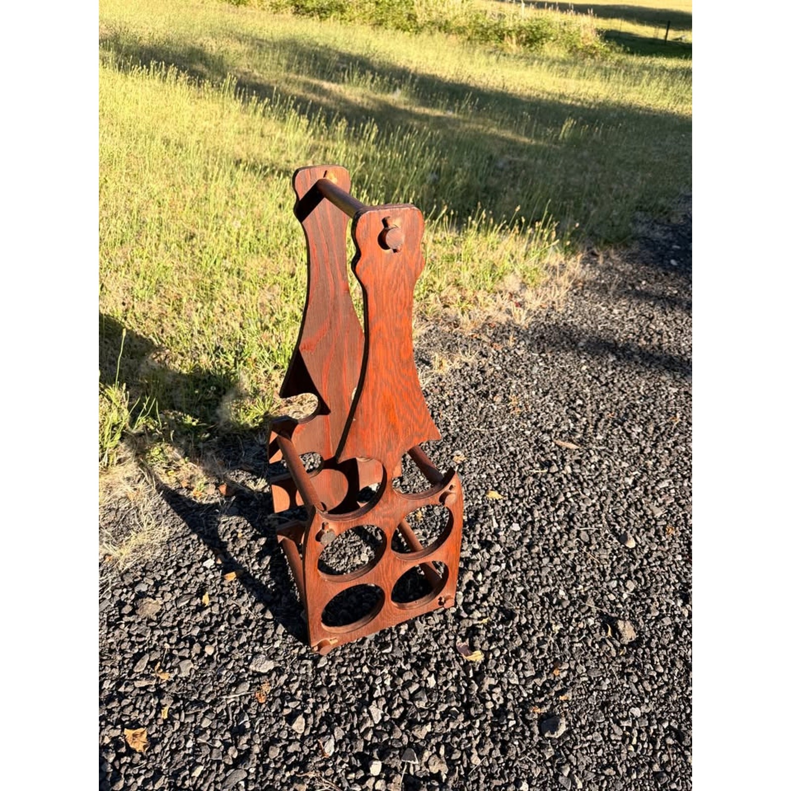 Vintage Mid-Century Modern Bottle-Shaped Wooden Wine Rack Vintage Mid-Century Modern Bottle-Shaped Wooden Wine Rack