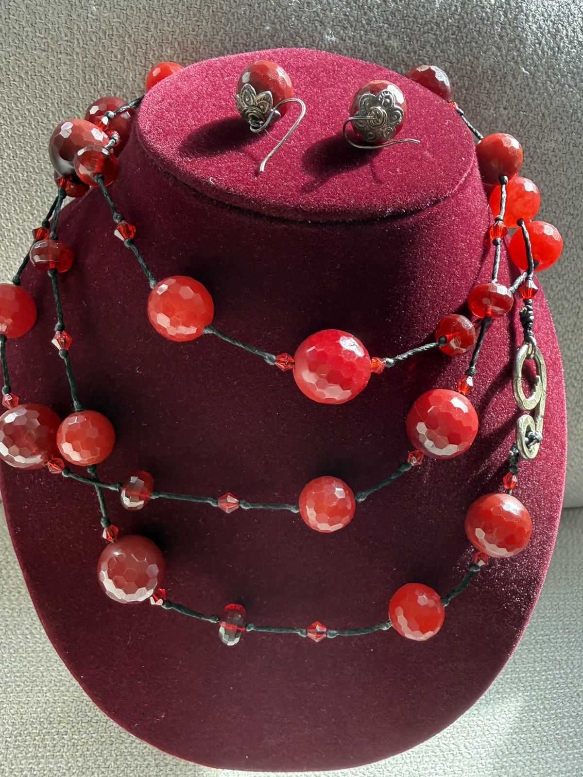 Rare Antique Carnelian Necklace Earrings Set 50