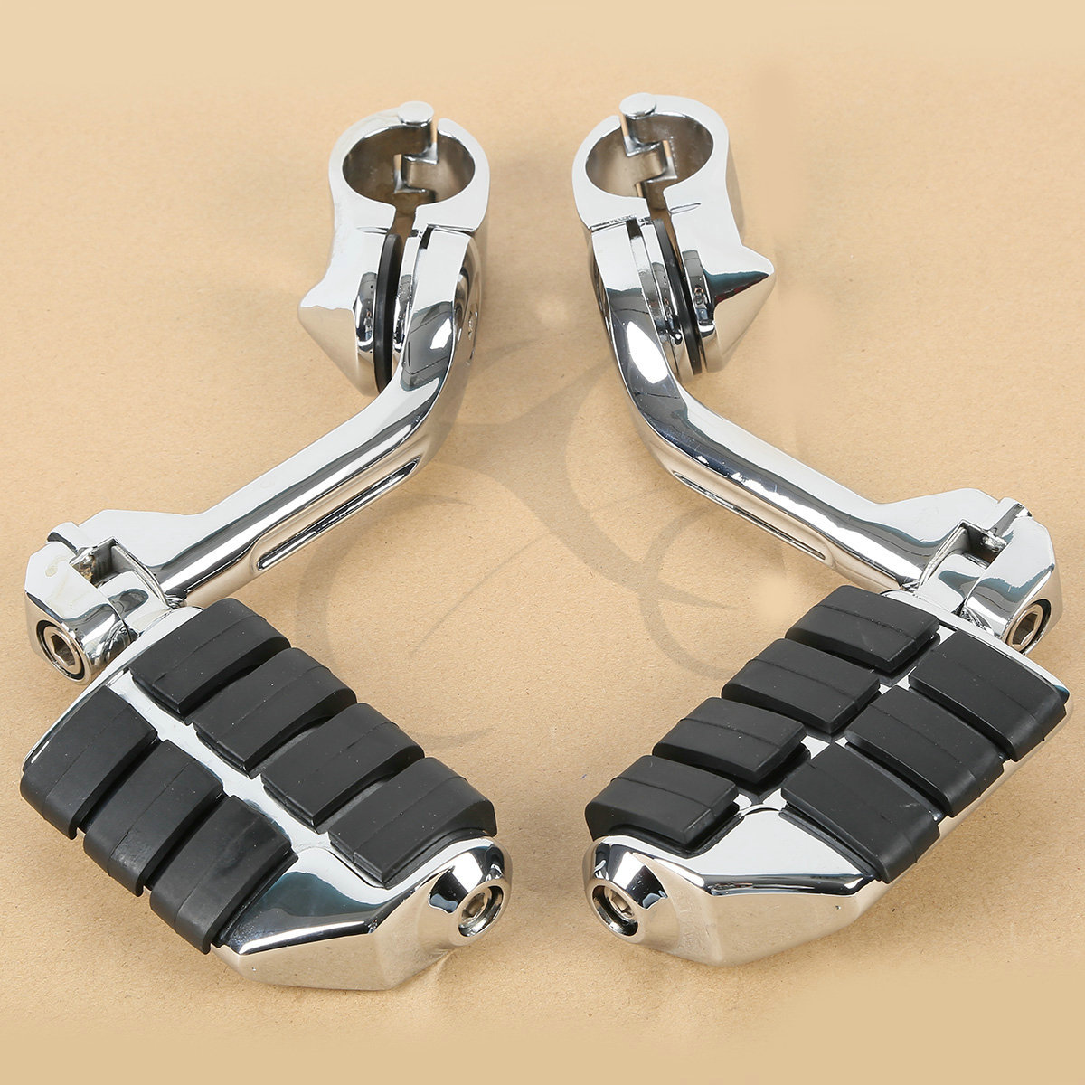 Chrome Long Highway Foot Pegs Fit For Harley Road King Street Glide 1-1/4 Chrome Long Highway Foot Pegs Fit For Harley Road King Street Glide 1-1/4