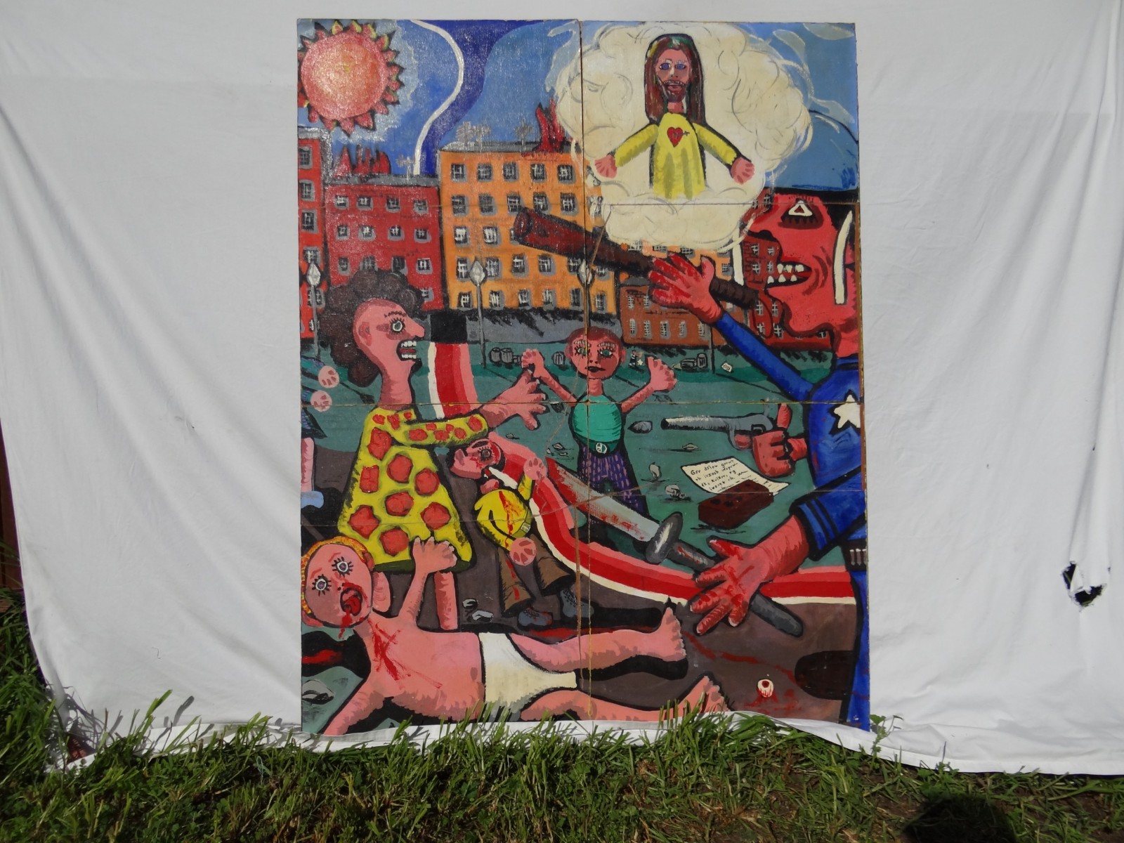 Pigs of War Painted in 1967 at Central Mich Univ, 4\' x 6\' Canvas on Mansonite
