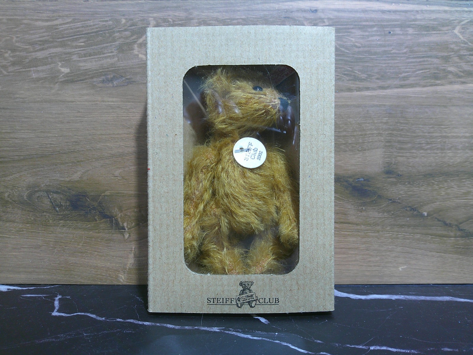 Steiff Club Cinnamon Teddy Bear 3.5” Mohair w/ Box & Certificate Button Ear 2002