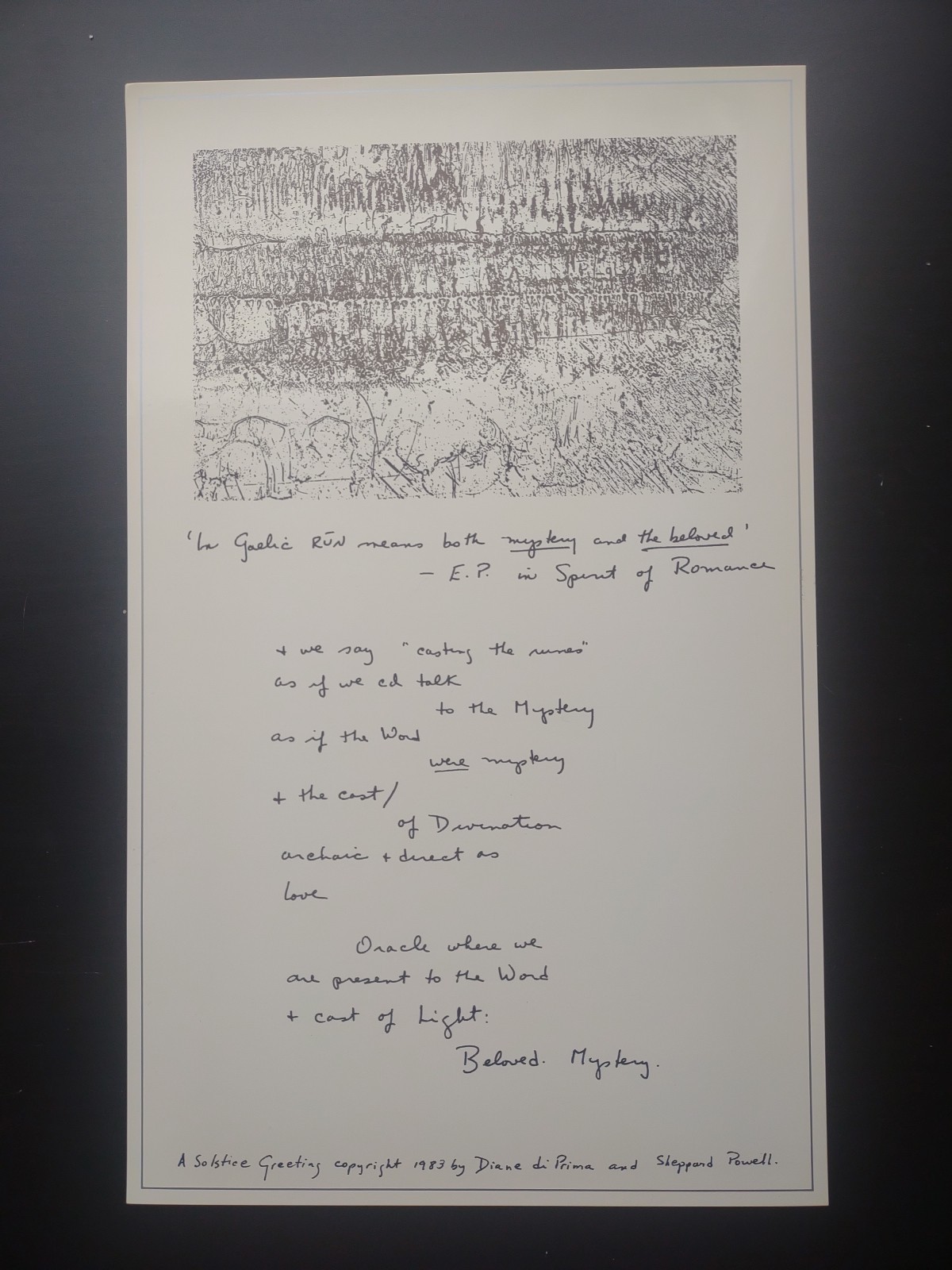 Diane di Prima Solstice Greeting 1983 Poster Limited Edition Poem Rare