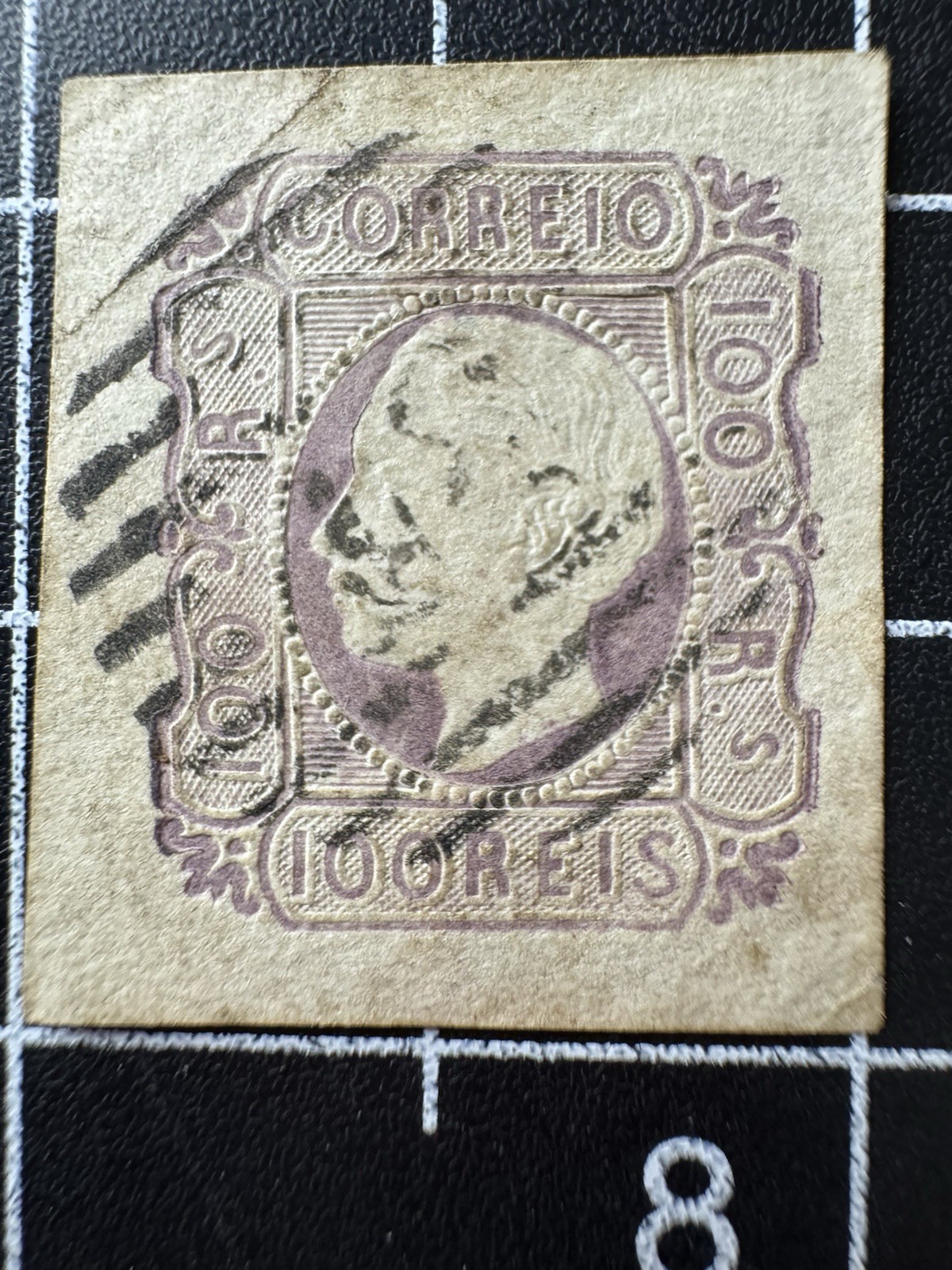 Portugal 1862 King Luis I 100 Reis Lilac Used Stamp Scott #16 Imperforate