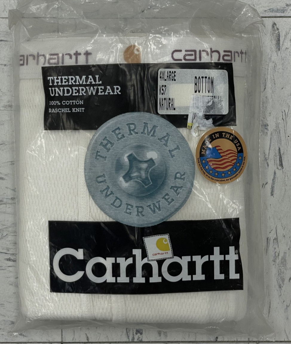 VTG Carhartt K57 Thermal Underwear Bottoms Mens 4XL NIP USA Made Raschel Knit