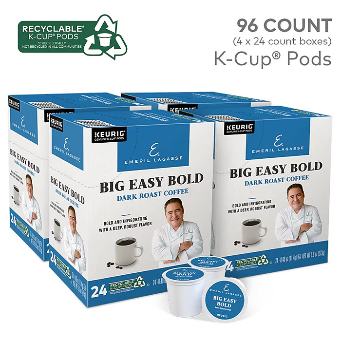 96 Emeril\'s Big Easy Bold Coffee Single-Serving Keurig K-Cup 96 Pods Dark Roast
