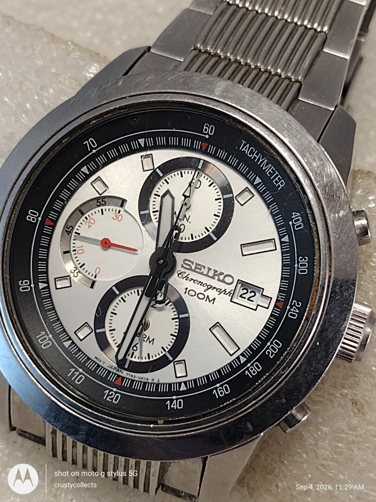 Vintage wrist watch Seiko Chronograph 7T62 OHEO functions keeping accurate time