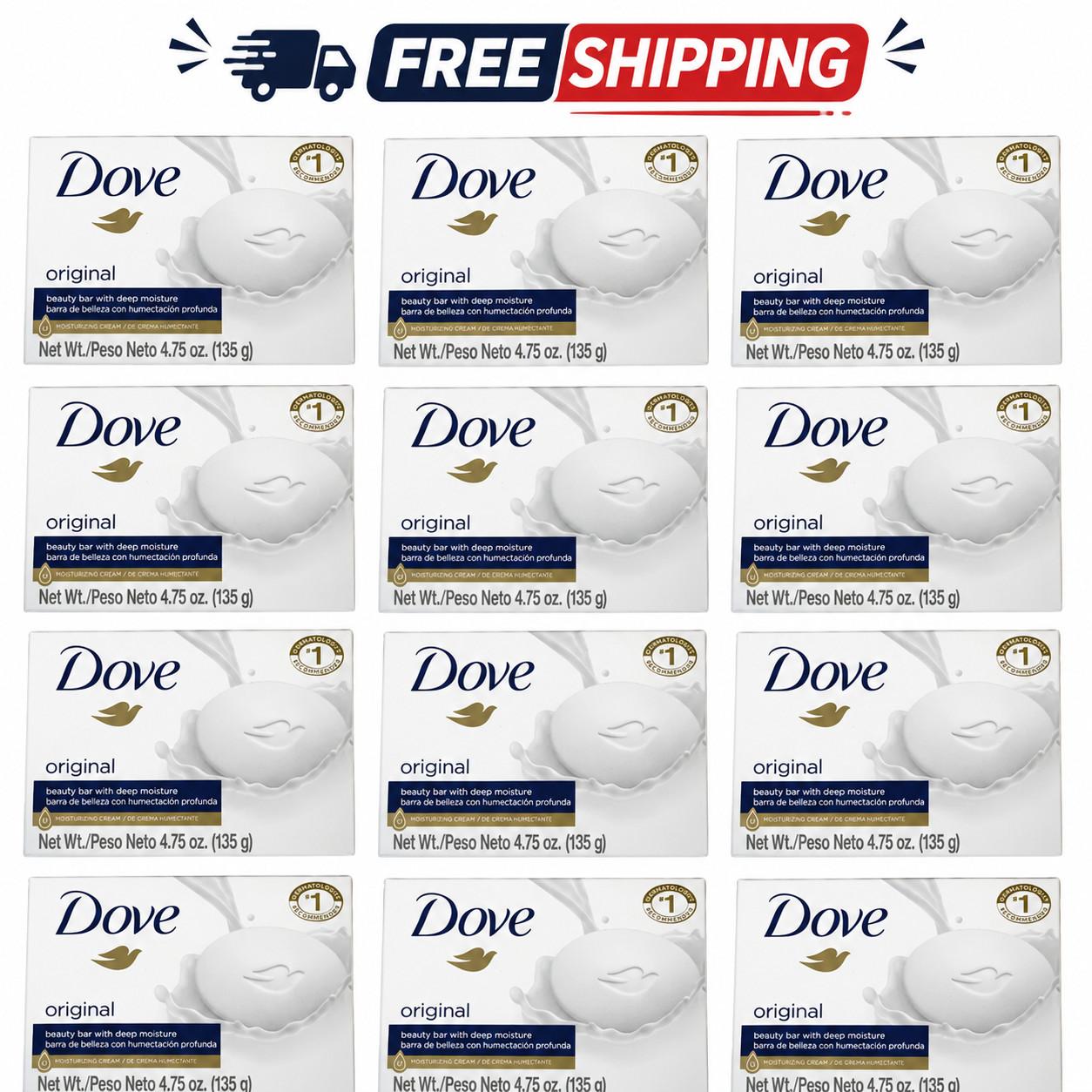 Dove Original White Beauty Cream Bar Soap4.75 Oz 135g 12 Pack Face Body & Hands Dove Original White Beauty Cream Bar Soap4.75 Oz 135g 12 Pack Face Body & Hands