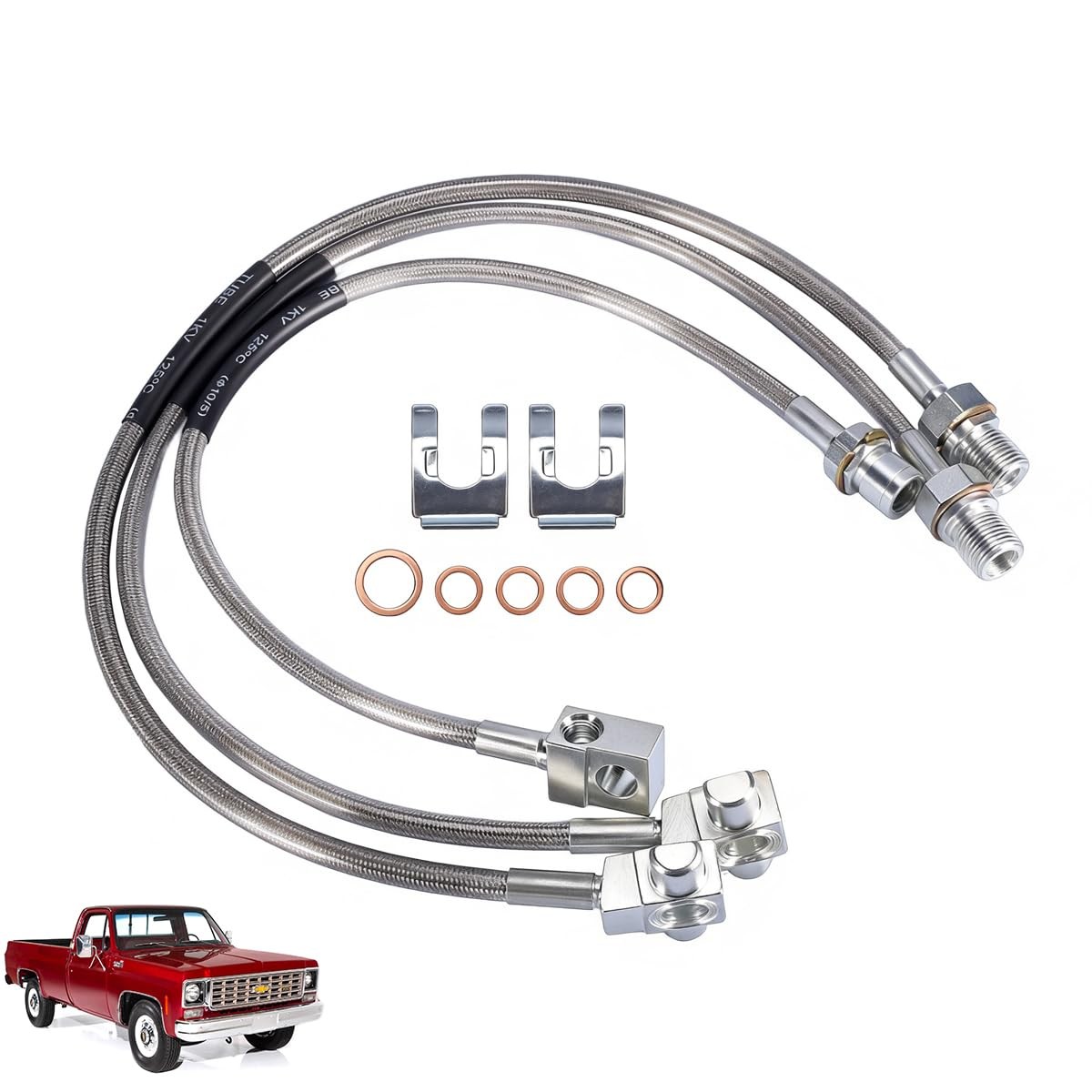 3PCS Stainless Steel Extended Brake Lines Fit Chevy GMC C K 1500 2500 4-6 Lift 3PCS Stainless Steel Extended Brake Lines Fit Chevy GMC C K 1500 2500 4-6 Lift