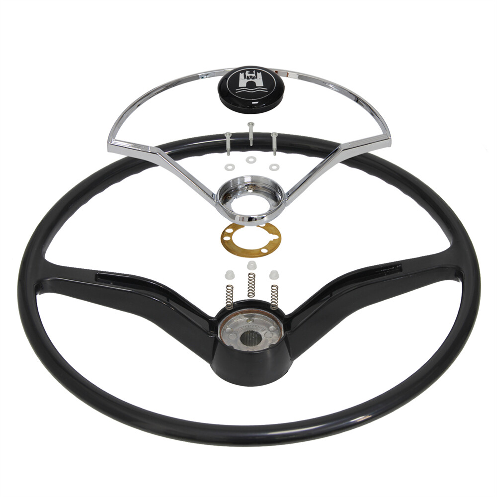 Black Steering Wheel with Horn Button Ring For 1962-1971 Volkswagen Models Black Steering Wheel with Horn Button Ring For 1962-1971 Volkswagen Models