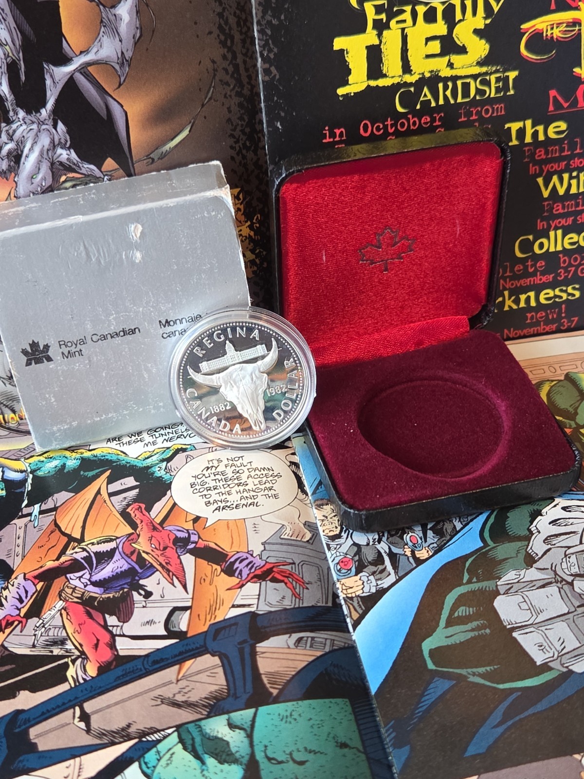 1982 Canada Proof Silver Dollar – Regina Centennial – Bison Skull Beauty 💀