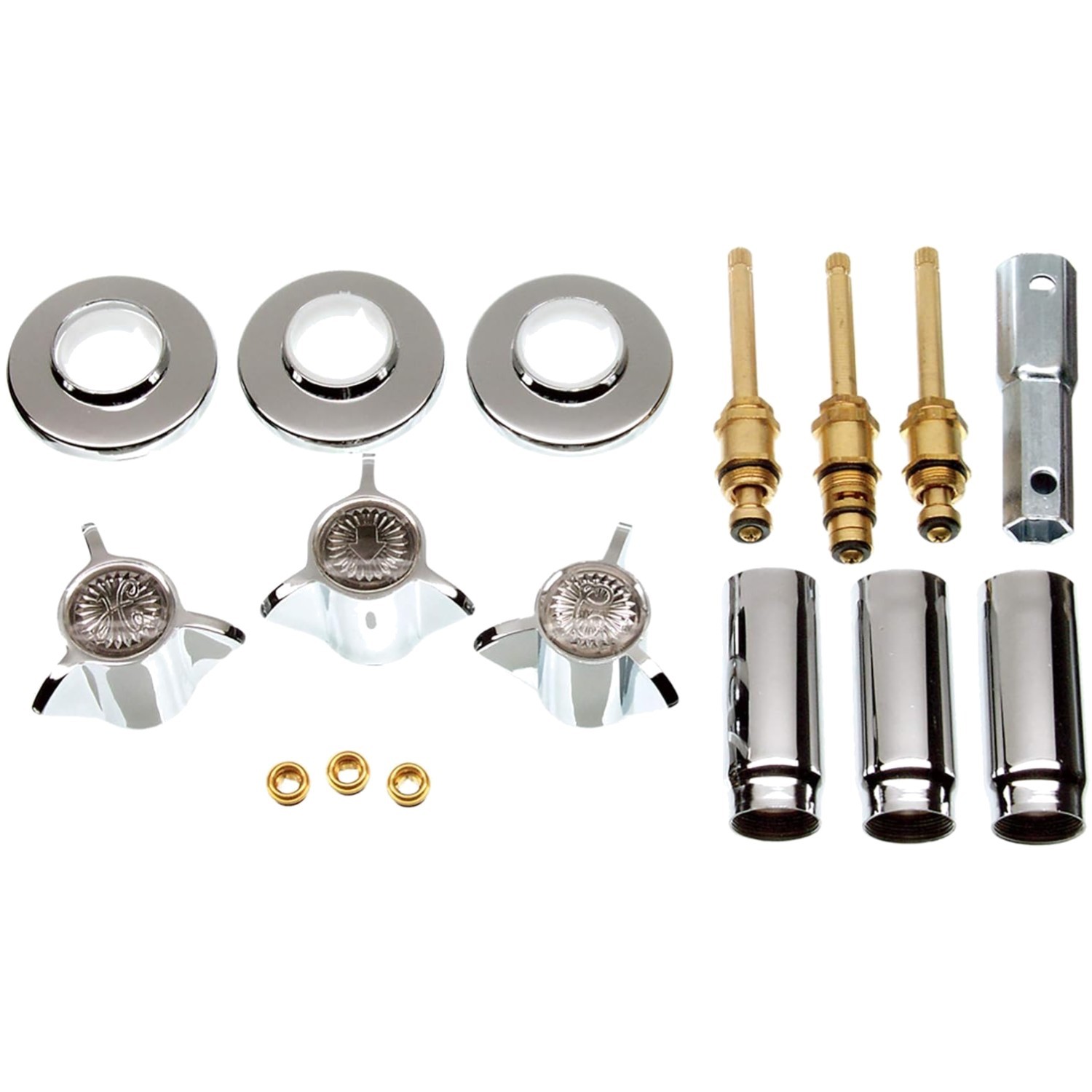 Chrome 3-Handle Tub/Shower Rebuild Kit Sayco