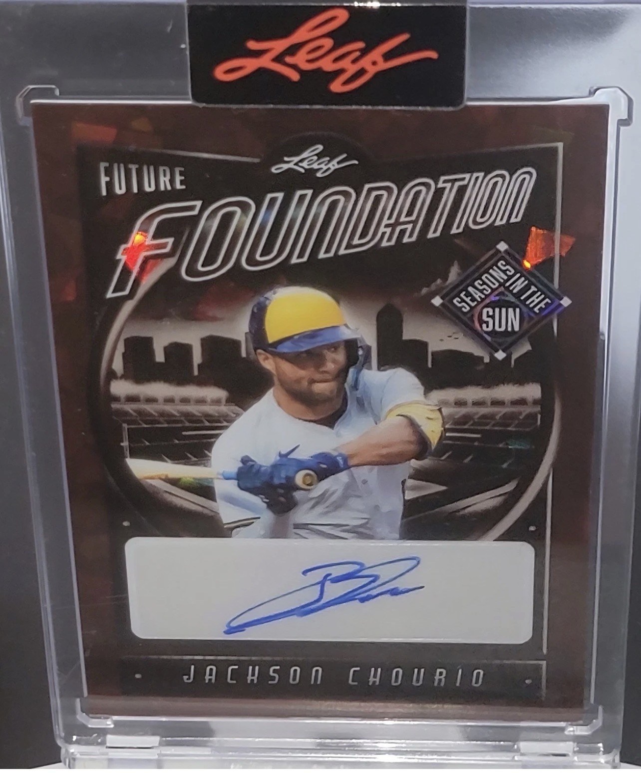 Jackson Chourio RC 5/35 RARE Future Foundation ENCASED Milwaukee Brewers RED HOT