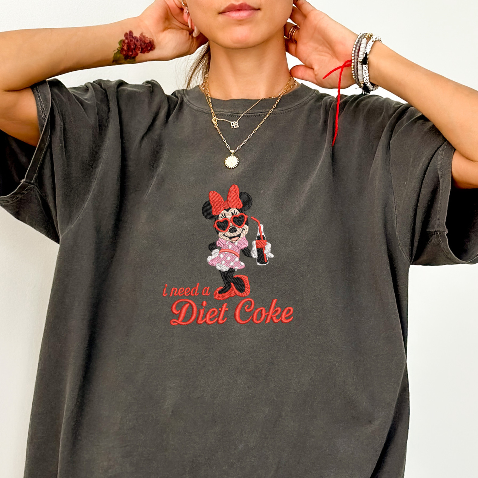 Embroidered Minnie Mouse I Need A Diet Coke T-Shirt
