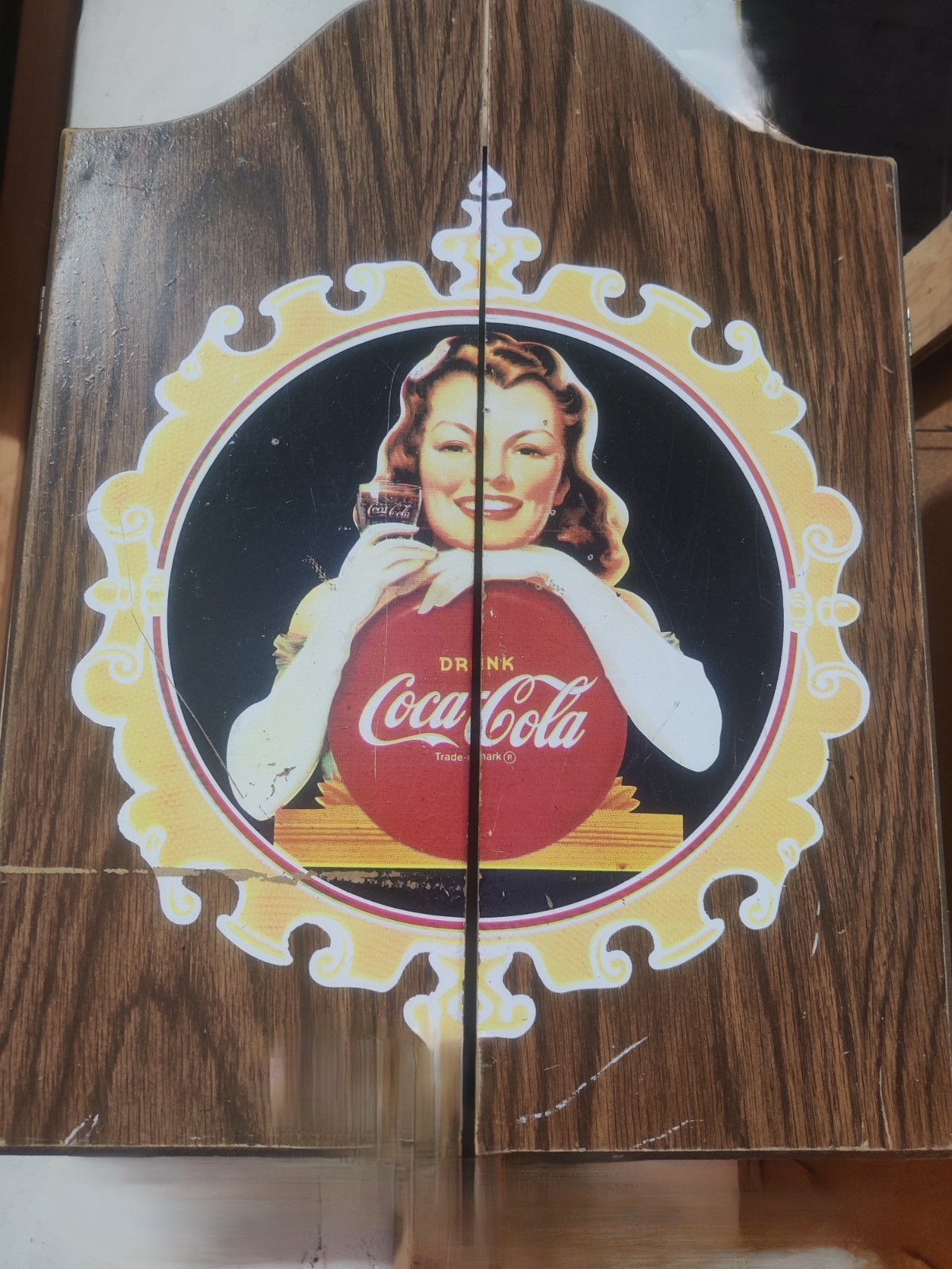  Vintage Coca Cola Dartboard In Cabinet