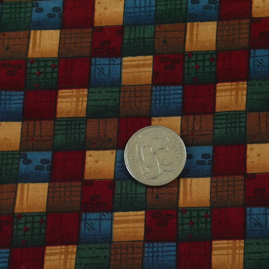 Vintage Cranston Leslie Beck Quilt Cotton Fabric 2Y x 58W Fall Grid Patchwork Vintage Cranston Leslie Beck Quilt Cotton Fabric 2Y x 58W Fall Grid Patchwork