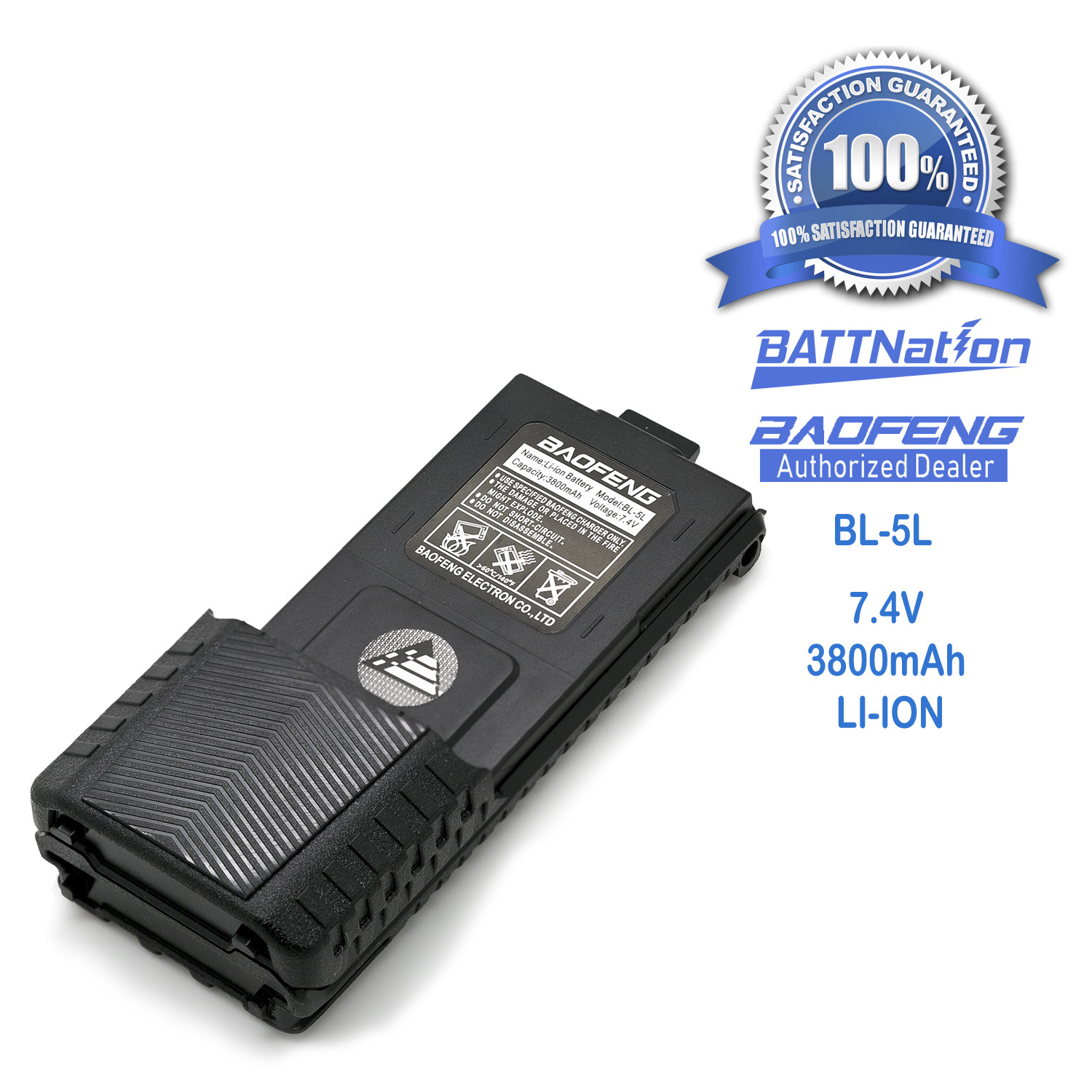 7.4V 3800mAh Li-Ion Extended Battery for Baofeng BL-5L, BF-F8HP, UV-5R-L